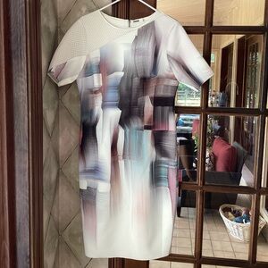 Elie Tahari Multicolor Abstract Midi Dress